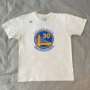 Large Adidas “the go to tee” Golden State Warriors Steph Curry shirt. White